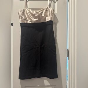 BCBGMaxAzria Cream and Black Strapless Dress Cocktail